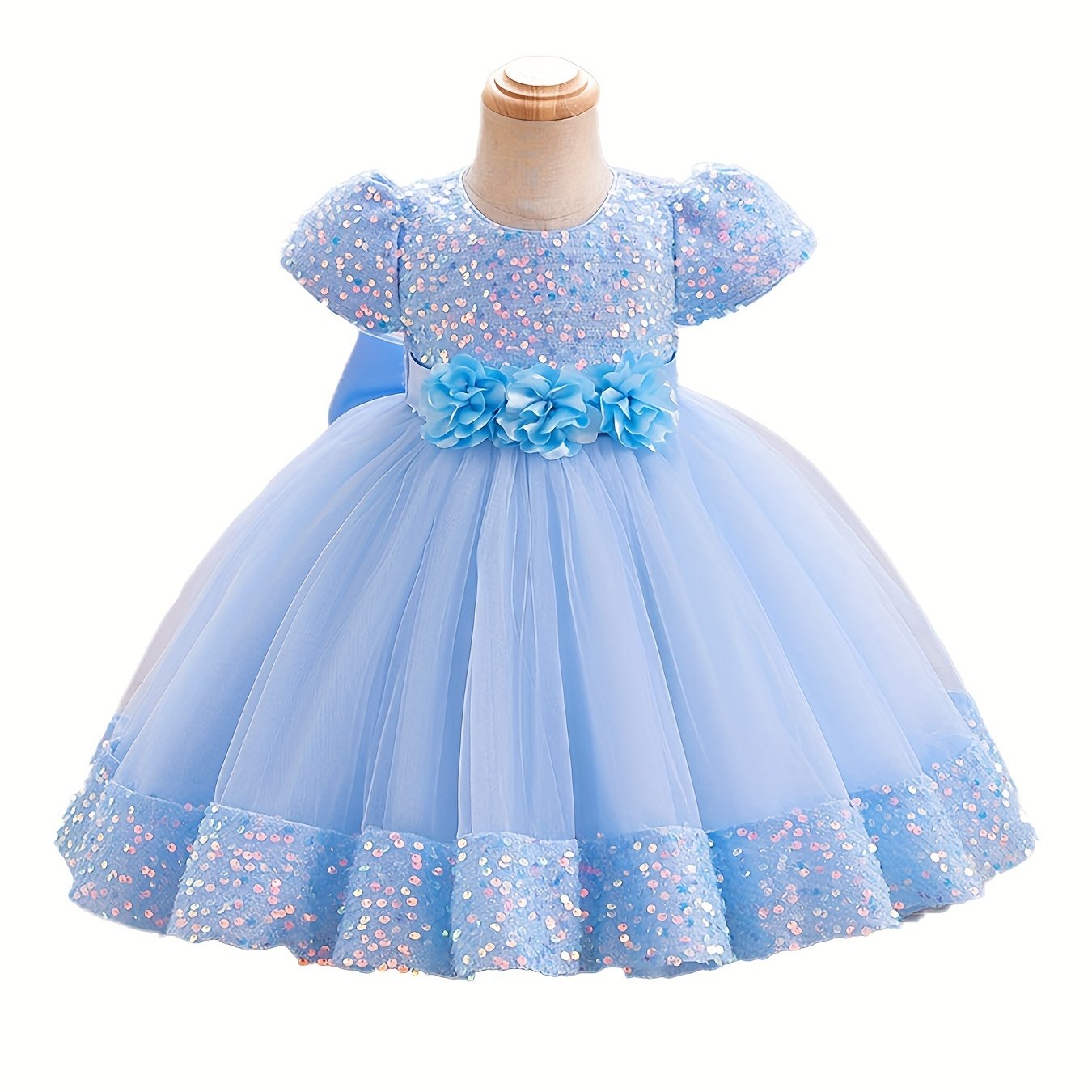 Girls Red Princess Dress with Sequin Tulle Overlay Boho Style for All Seasons