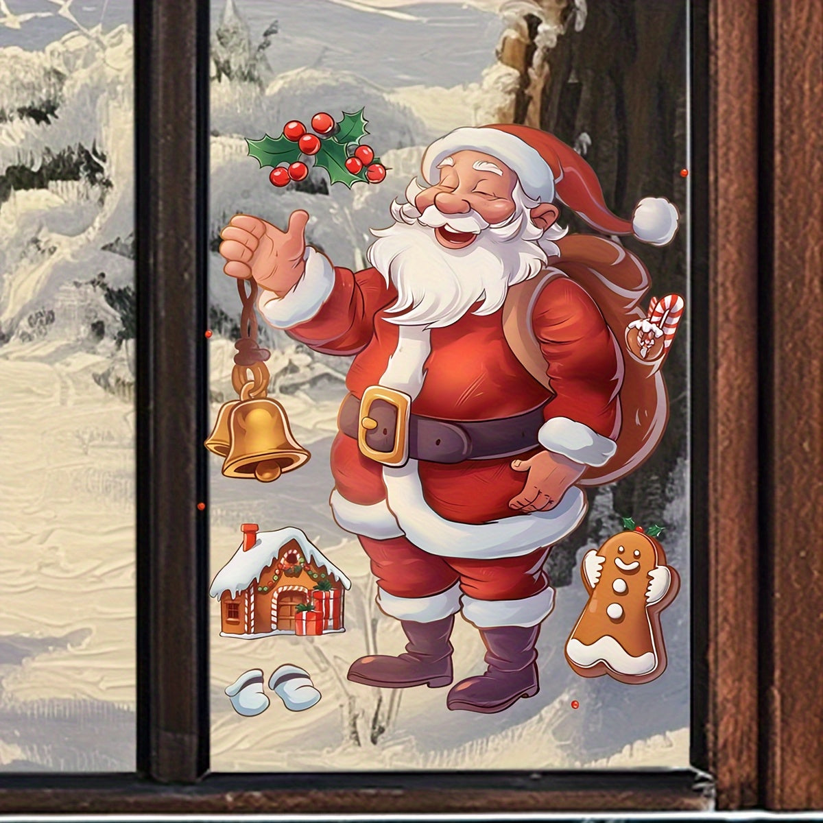 Festive Santa Claus PVC Window and Toilet Decal Christmas Decor