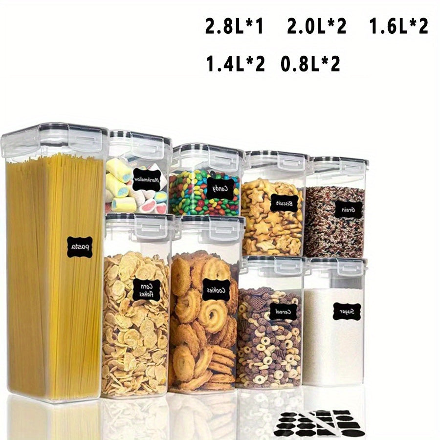 Food Storage Containers Set of 3, 6, 7, or 9 with Lids for Pantry, Cereal, Snacks