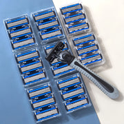 Men's Safety Razor Set with Stainless Steel Handle and Replaceable Blades for Beard and Mustache