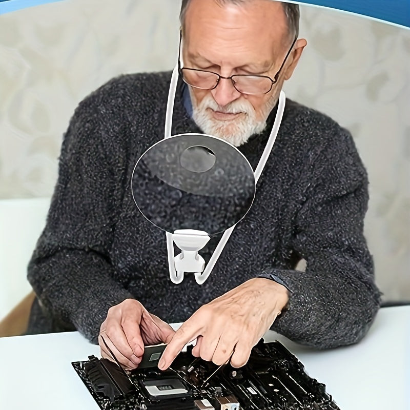 3-in-1 HD Magnifying Glass 13cm Diameter Handheld Neck-Mounted Desktop for Reading Sewing Inspection