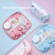 Kit de cuidado para bebé 6 piezas Juego de viaje Aspirador nasal Cepillo de baño Cortauñas Rosa Azul