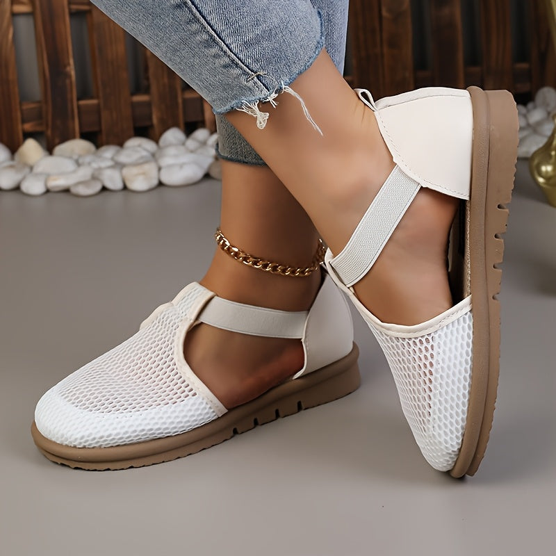 Women's Mesh Slip-On Sneakers Black and White Casual Shoes for Summer