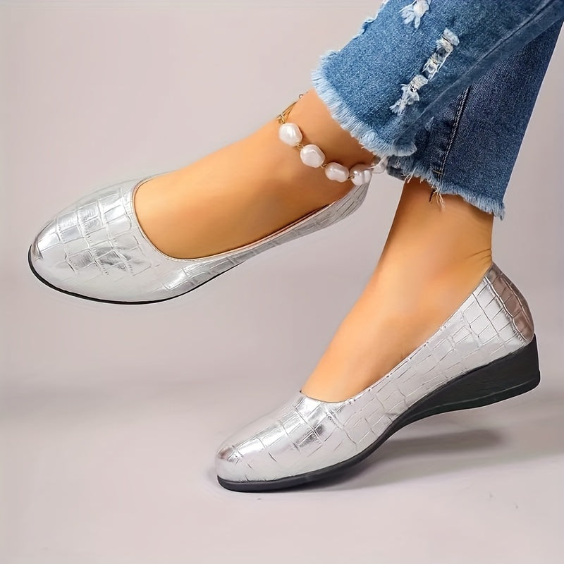 Women’s Plaid Lightweight Soft Sole Ballet Flats with Glitter Embellishment