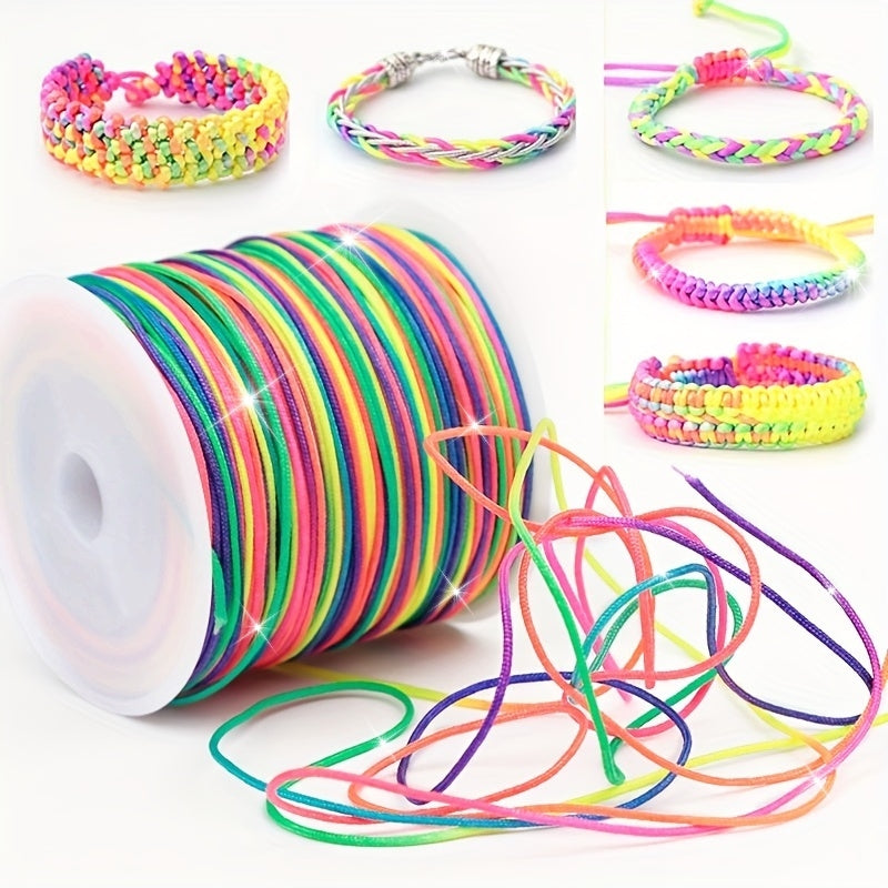 Rainbow Colored Elastic Cord for Bracelets 100m Stretchy Thread 0.1cm Thickness