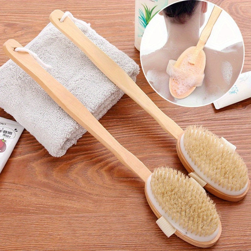 Dry Brush for Sensitive Skin with Long Handle, Natural Bristles, Odorless
