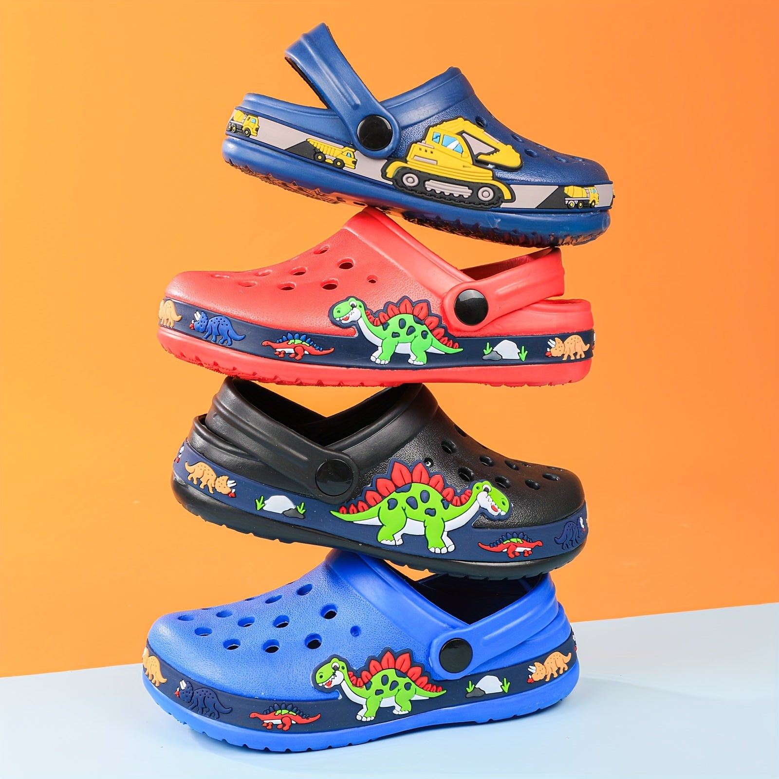 Toddler Girls Cartoon Print Platform Clogs with Closed Toe Anti-Skid Sole Hollow Out Design