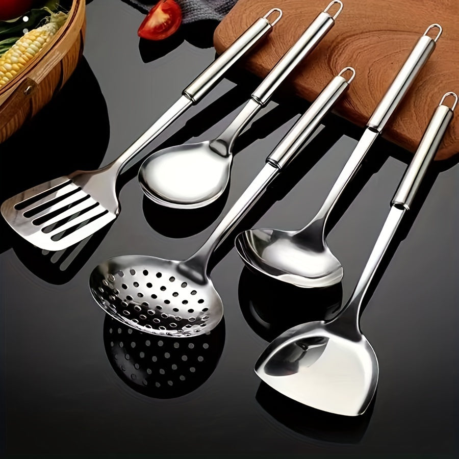 5-Piece Stainless Steel Kitchen Utensil Set Food-Grade Cooking Tools for Cooking and Serving