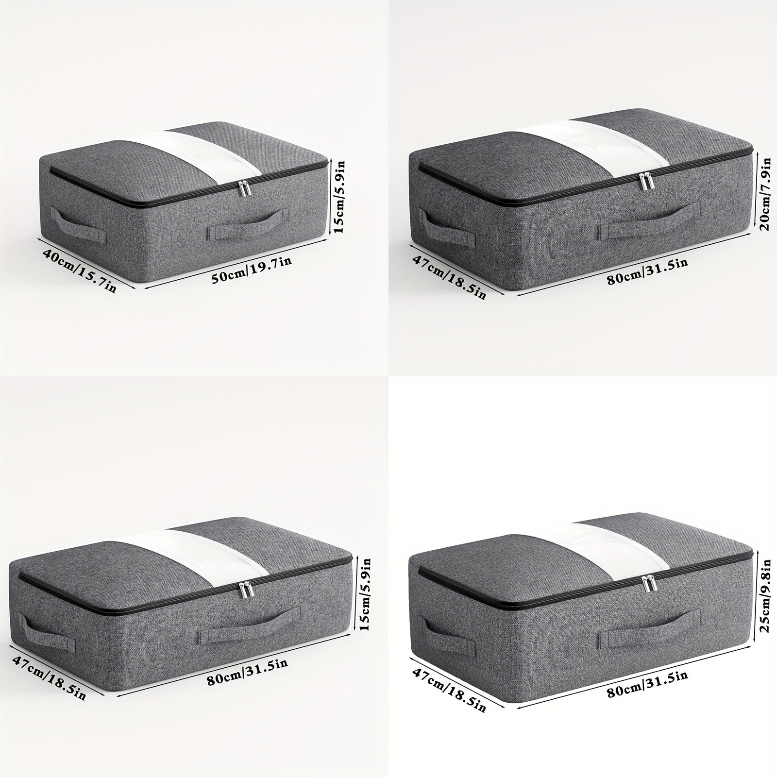 Bolsa de almacenamiento debajo de la cama con ventana transparente, plegable y con cremallera para ropa y juguetes