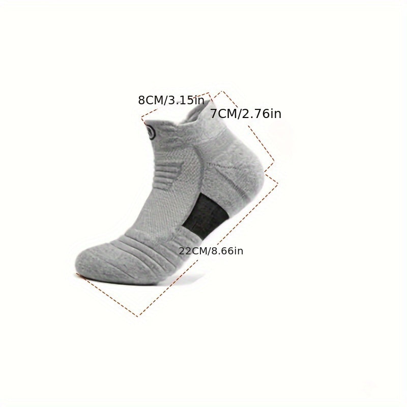 Men's Athletic Compression Socks 5 Pairs Breathable Sweat-Wicking Polyester Gray Black White