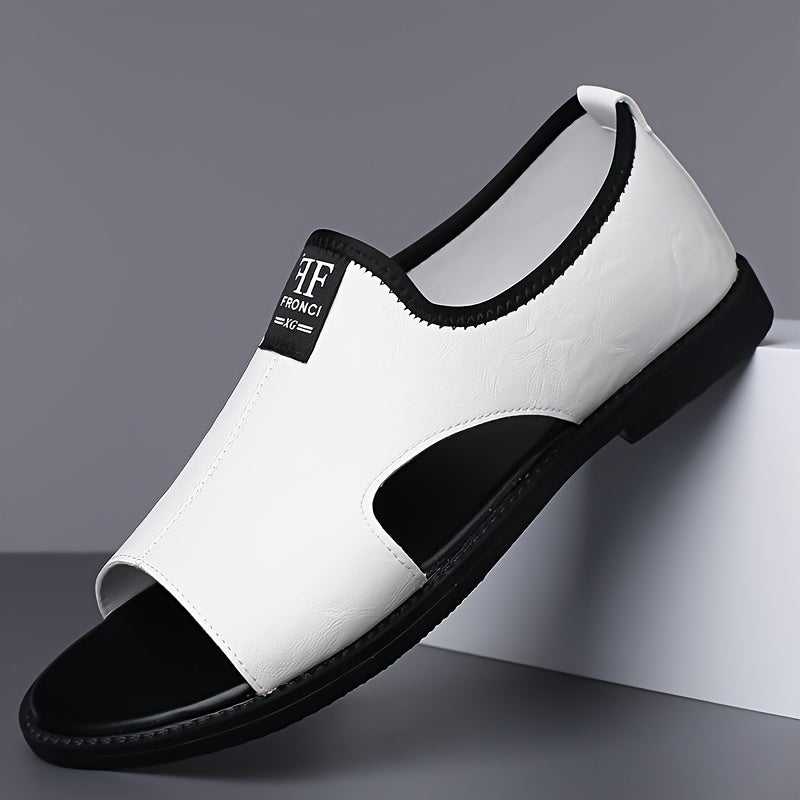 Men's PU Casual Slip-On Sandals for Spring Summer Solid Color
