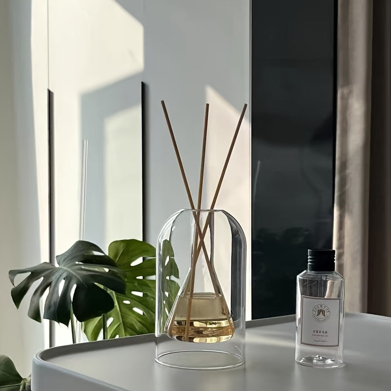 Glass Aromatherapy Diffuser Bottle with Geometric Design and Long-Lasting Fragrance