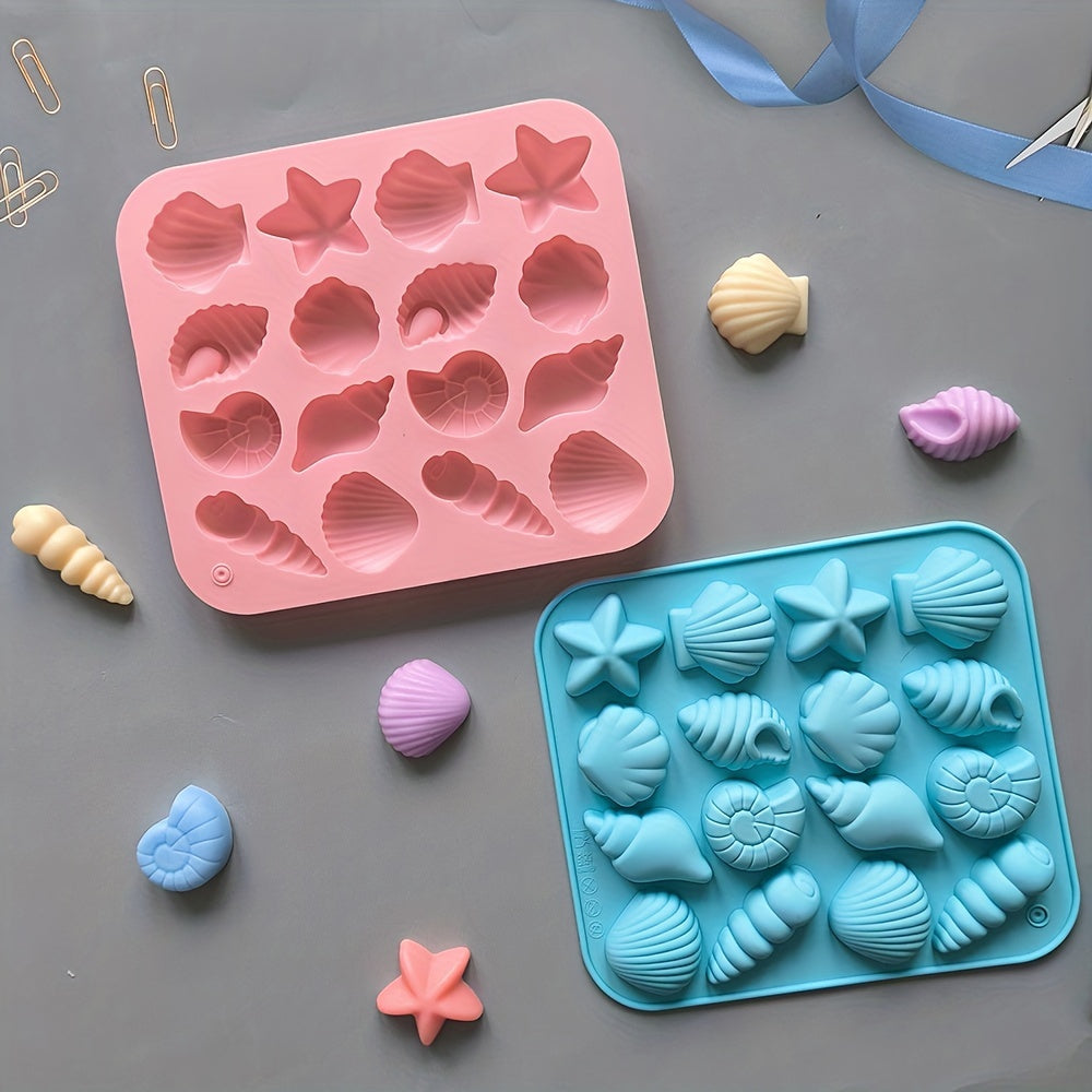 Silicone Mold for Candy Chocolate Ice Conch and Starfish Shapes 12 Cavity Baking Kitchen Crafts