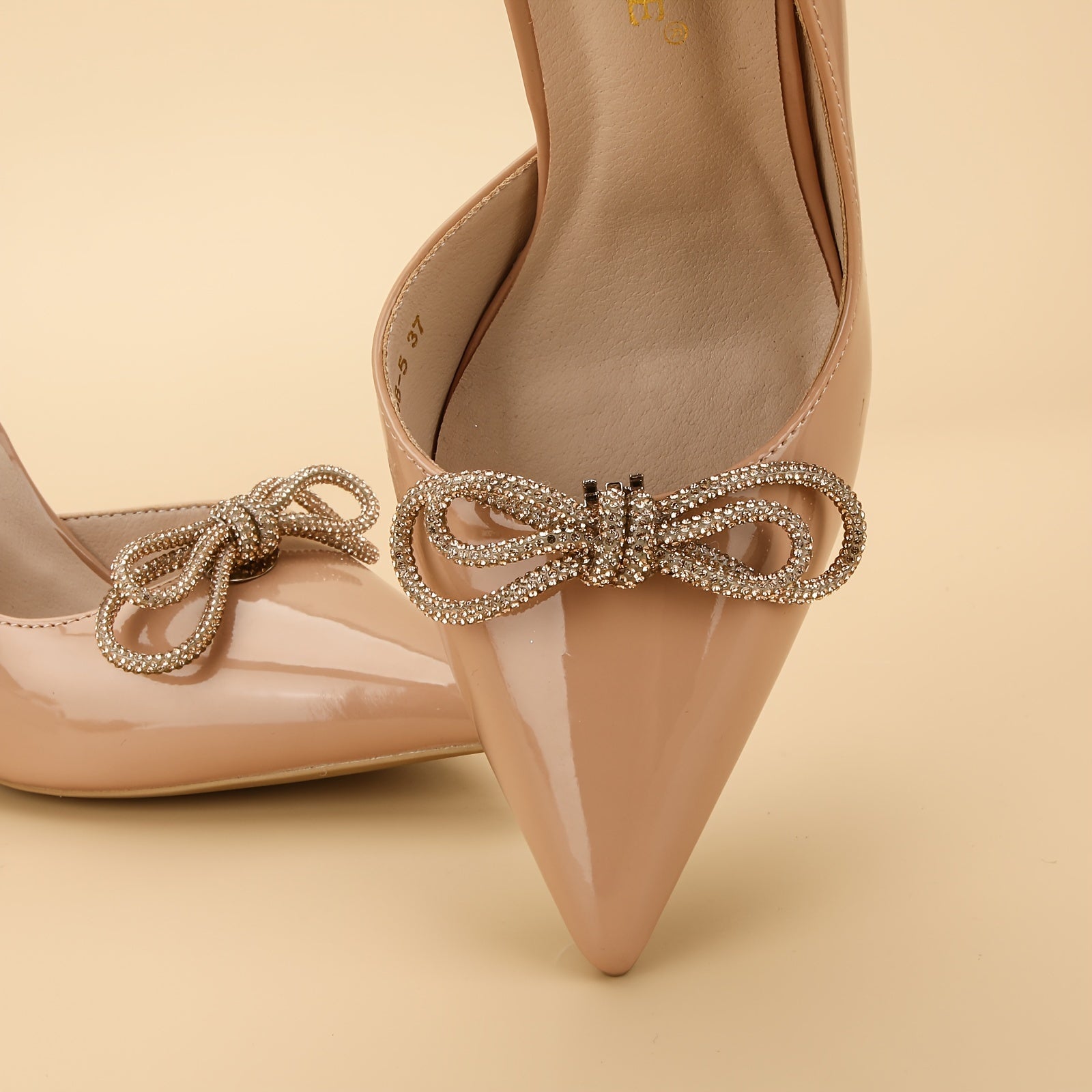 Women Rhinestone Bow Shoe Clips 2-Pack Detachable Braided Style Accessories