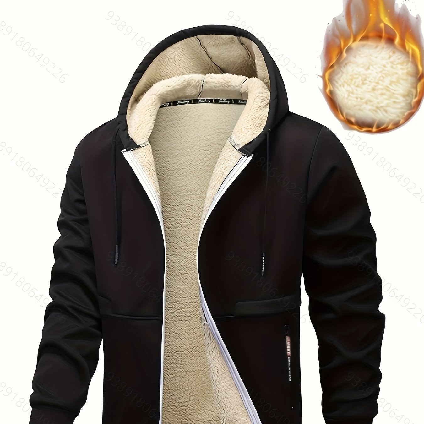 Men's Plus Size Padded Hooded Jacket for Winter Casual Warm Coat with Zipper and Pockets