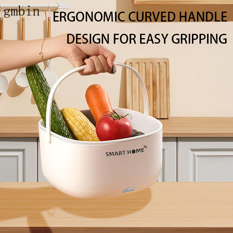 GBMbin SmartHome Корзина для очистки фруктов и овощей - работает на батарейках, технология Soundwave, белая, прозрачная крышка.