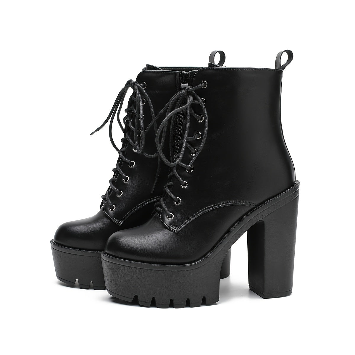 Women's Ankle Boots High Heel Solid Color Side Zipper Fabric Lining