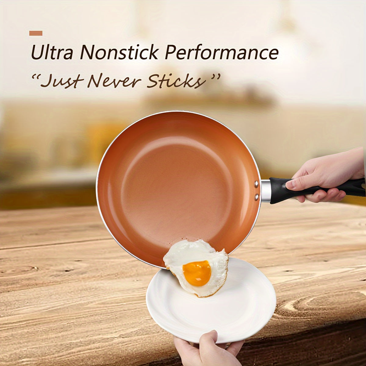 Set of 6 Nonstick Ceramic Cookware with Lids, Copper Aluminum, Induction Compatible