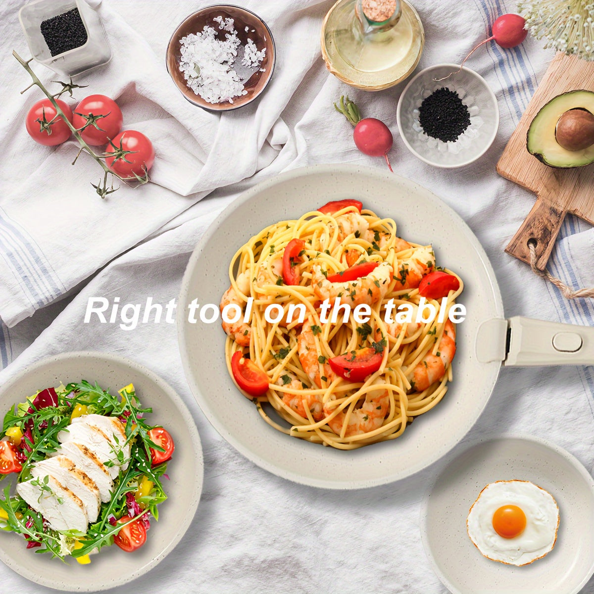 12 dona keramika yopishqoq emas idish-to'plami, olib tashlanadigan tutqichlar bilan - induktsion plitalar, idish-tovoq yuvish mashinalari va pechlar uchun mos - uy va restoran oshxonalarida foydalanish uchun ideal