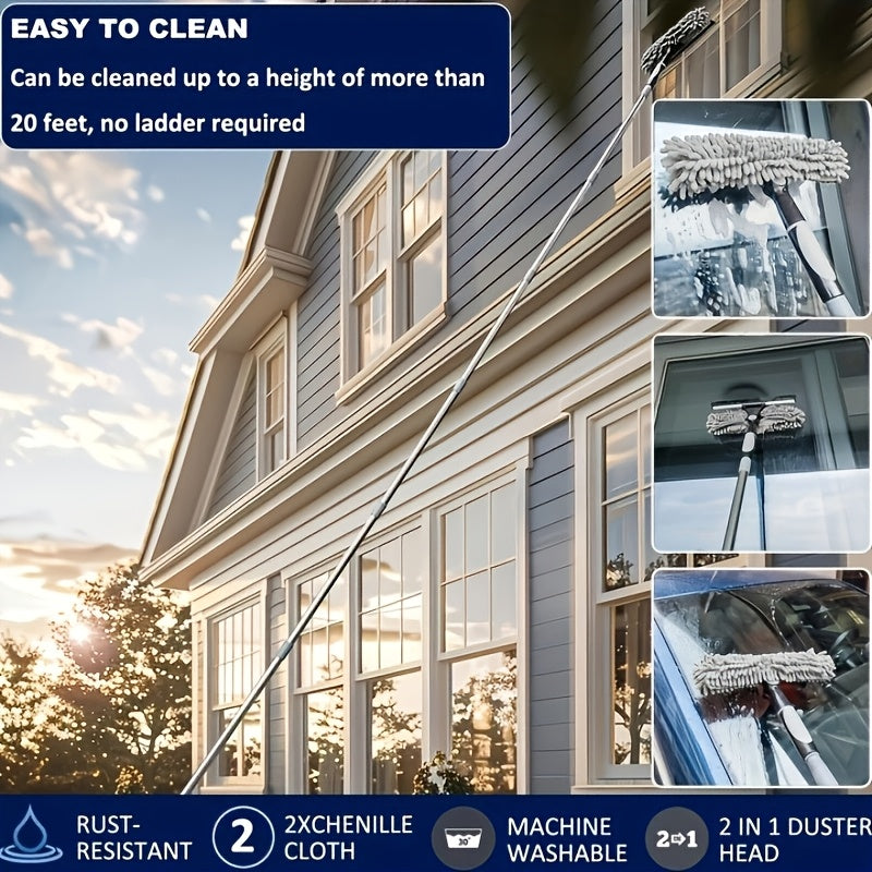 Yengil alyuminiy tayoq to'siq tozalagich, tortiladigan dizayn – mustahkam zanglamaydigan po'latdan yasalgan tutqich, o'rtacha cho'tka qattiqligi, tijorat tozalash uchun ideal