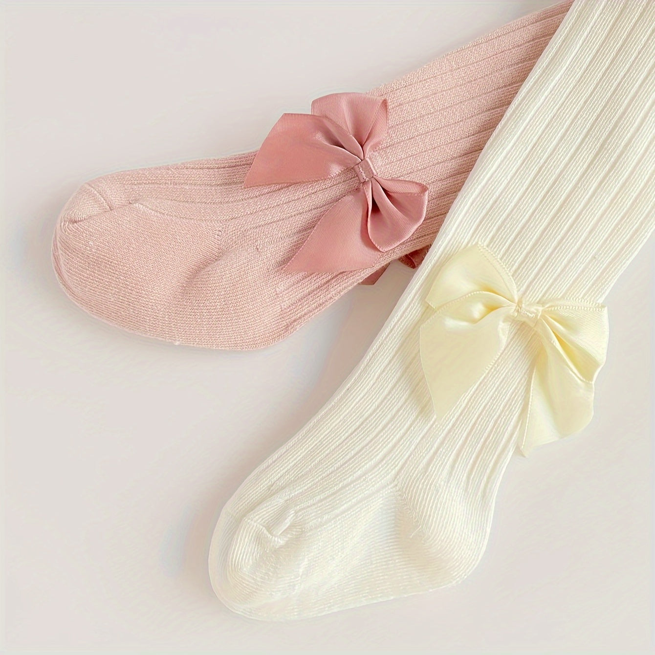 Set of 2 Girls Baby Leggings with Bow Design for Spring and Autumn Outdoor Wear