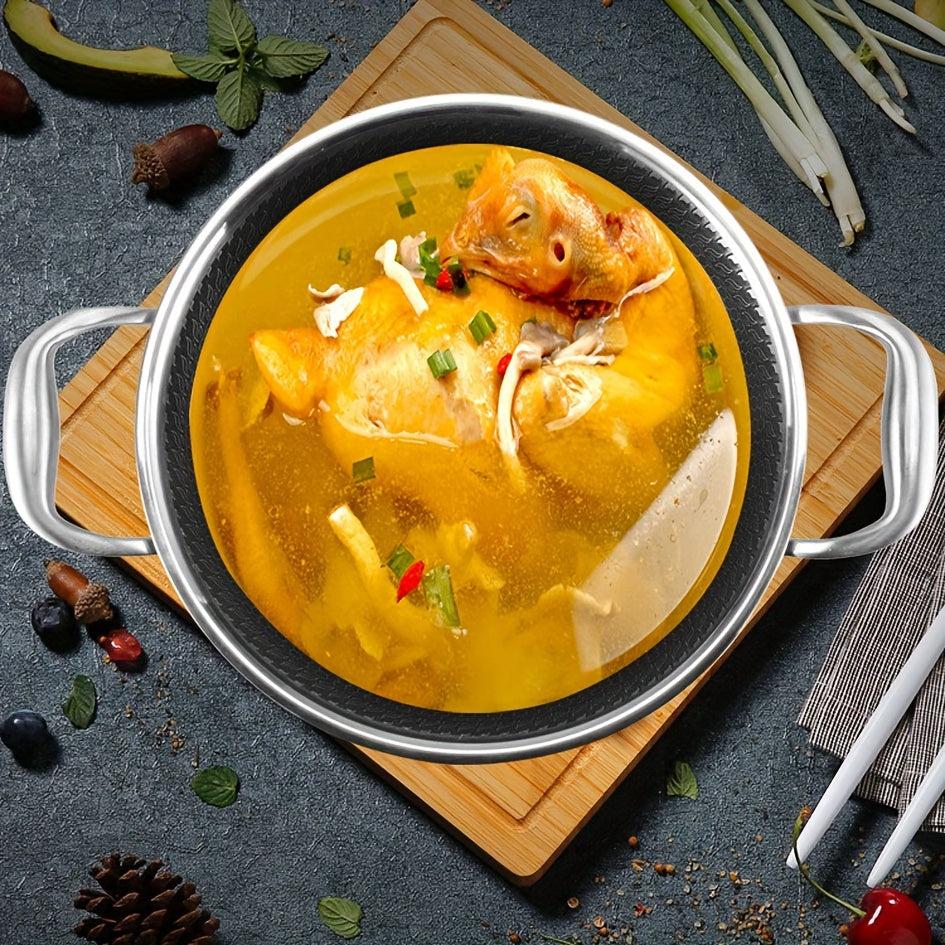 Ko'p funksiyali qopqoq bilan birga keladigan, yopishqoq bo'lmagan va induksion plitalar uchun mos keladigan supa qozoni, uni har qanday turdagi pechda uyda va professional oshxonada ishlatish uchun ideal qiladi.