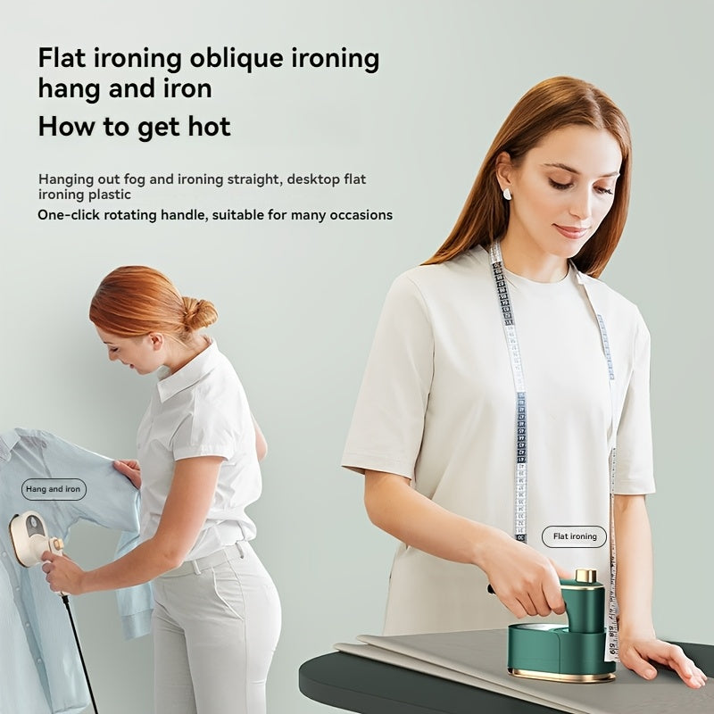 Mini qoʻl bilan sayohat uchun temir bugʻlovchi, kompakt, bukadigan kiyimlar bugʻlovchi, oq/yashil