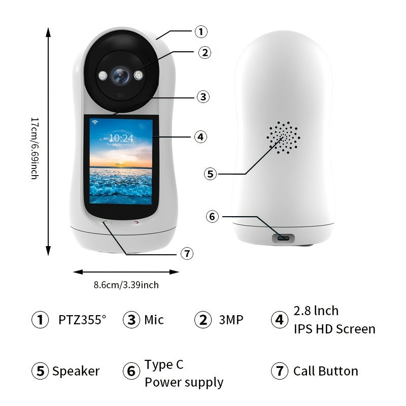 3MP WiFi Video Intercom with Night Vision Motion Detection Two-Way Audio Waterproof