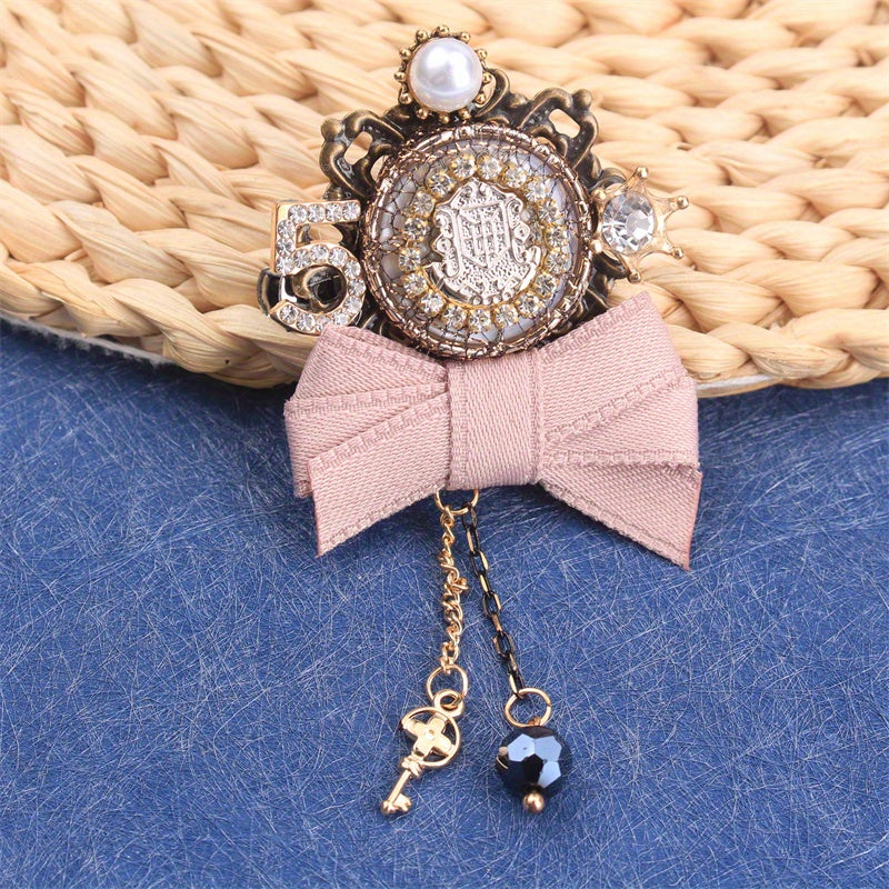Valentine's Day Rhinestone Inlay Bow Brooch for Women Jewelry Gift