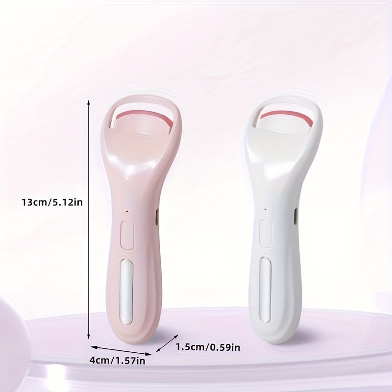 Электрическая щипцы для завивки ресниц с USB-зарядкой, настройка нагрева для естественных долговечных локонов, бело-розовая