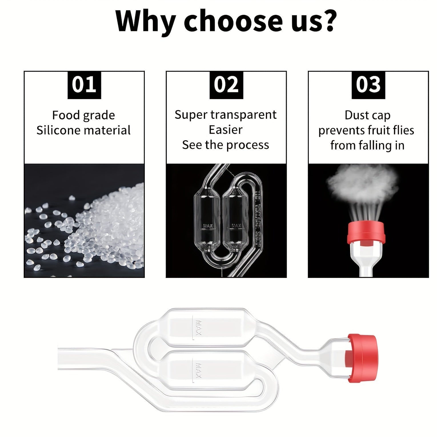 Home Brewing Fermentation Airlock Kit for Wine and Beer Making with Twin Bubble Airlock and Grommet