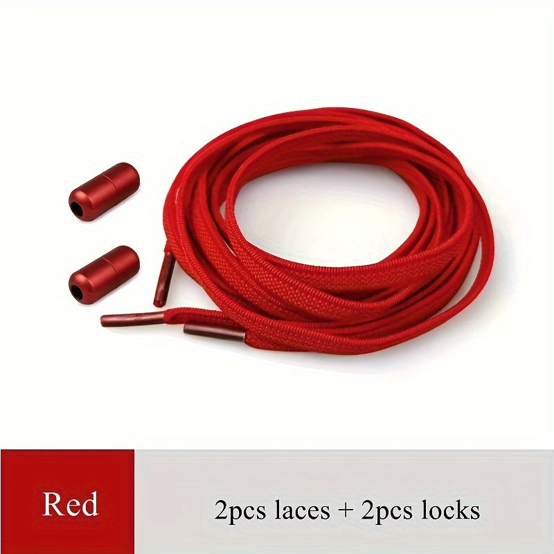 Elastic Shoelaces for Adults and Youths, Metal Caps, No Tying Needed