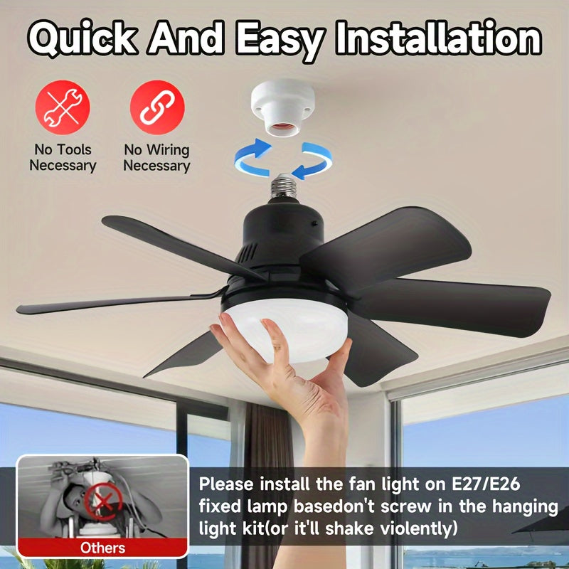 Black Ceiling Fan with LED Light Remote Dimmable Quiet Easy Install for Bedroom Kitchen Living Room