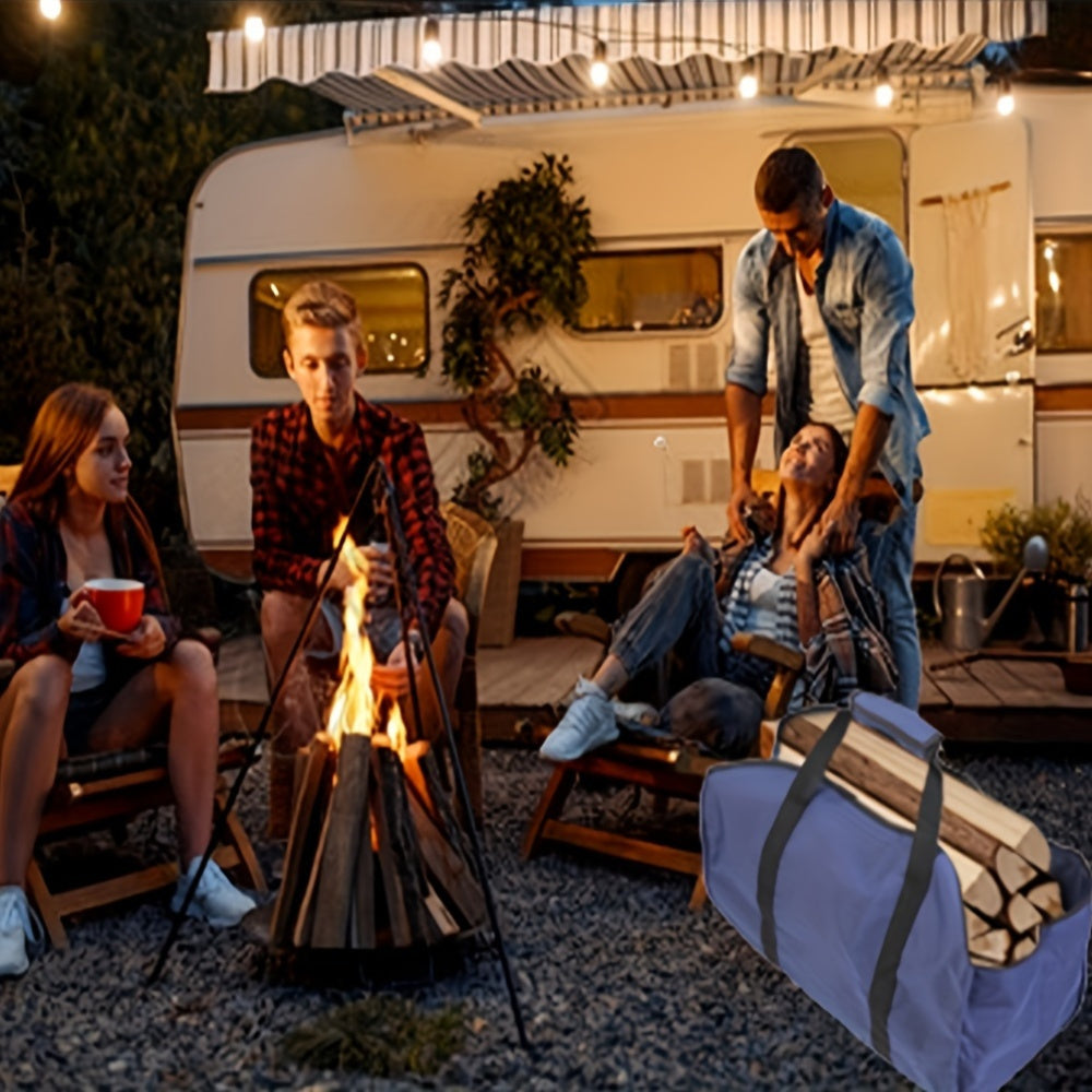 Firewood Bag with Strong Handles, Thick Oxford Fabric, Large Capacity for Fireplace Storage