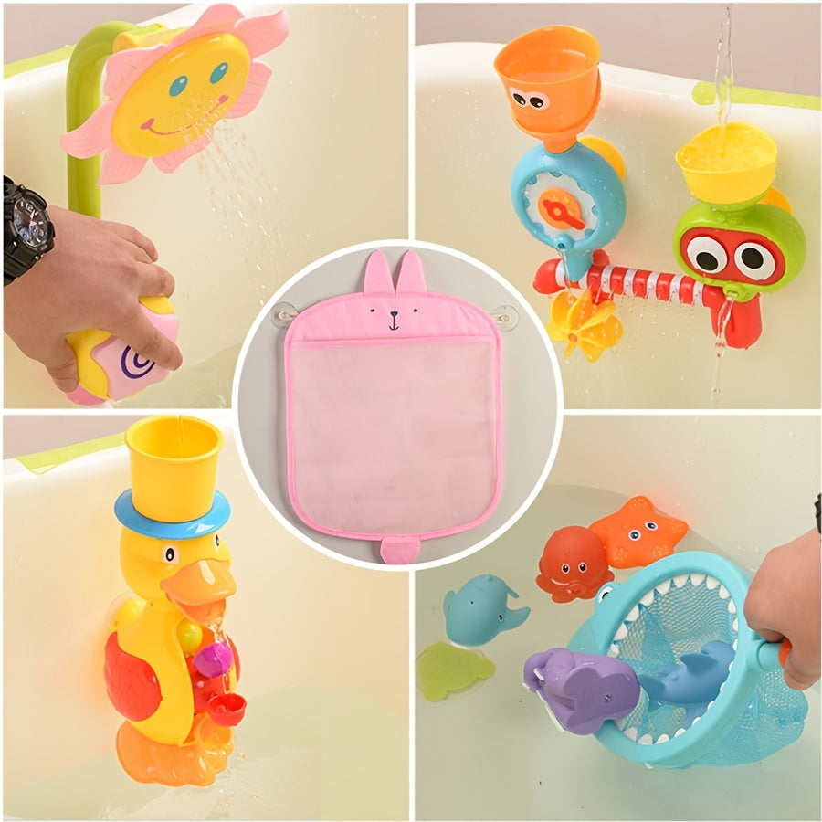 Mesh Storage Bag with Suction Cups for Bathroom Cartoon Animal Shapes for Shower and Bath