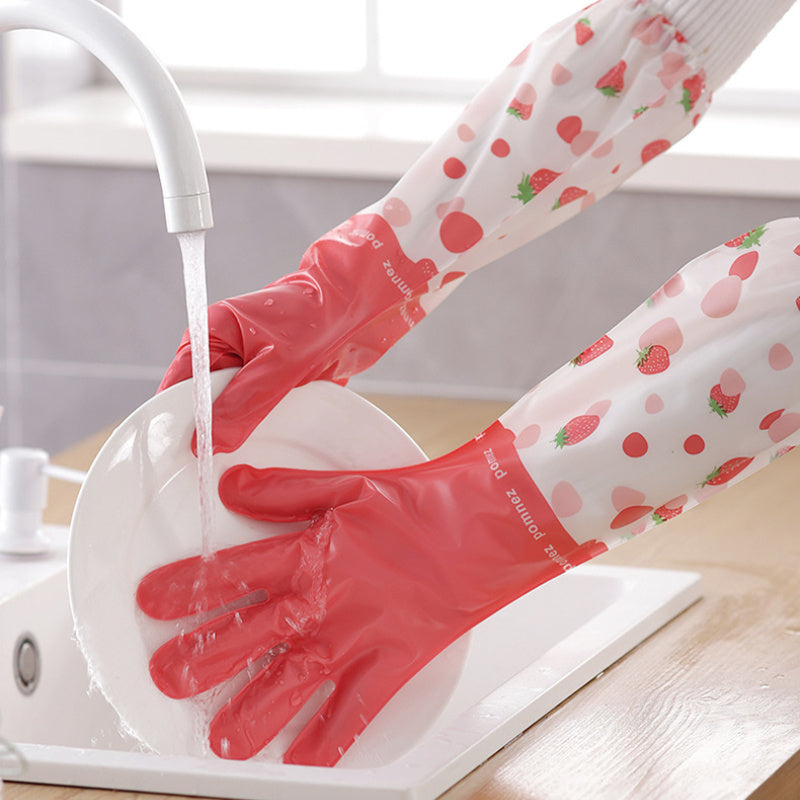 Guantes de hogar de felpa de invierno impermeables de PVC antideslizantes duraderos para limpieza de cocina
