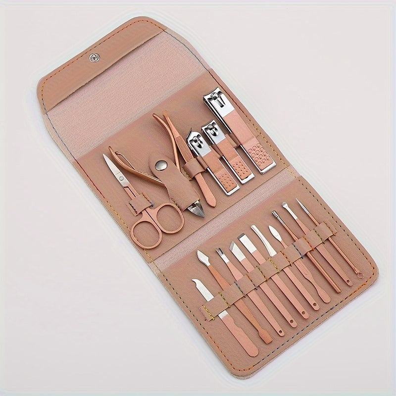 Stainless Steel Manicure Pedicure Set with Folding Bag, 4 8 12 or 16 Pieces
