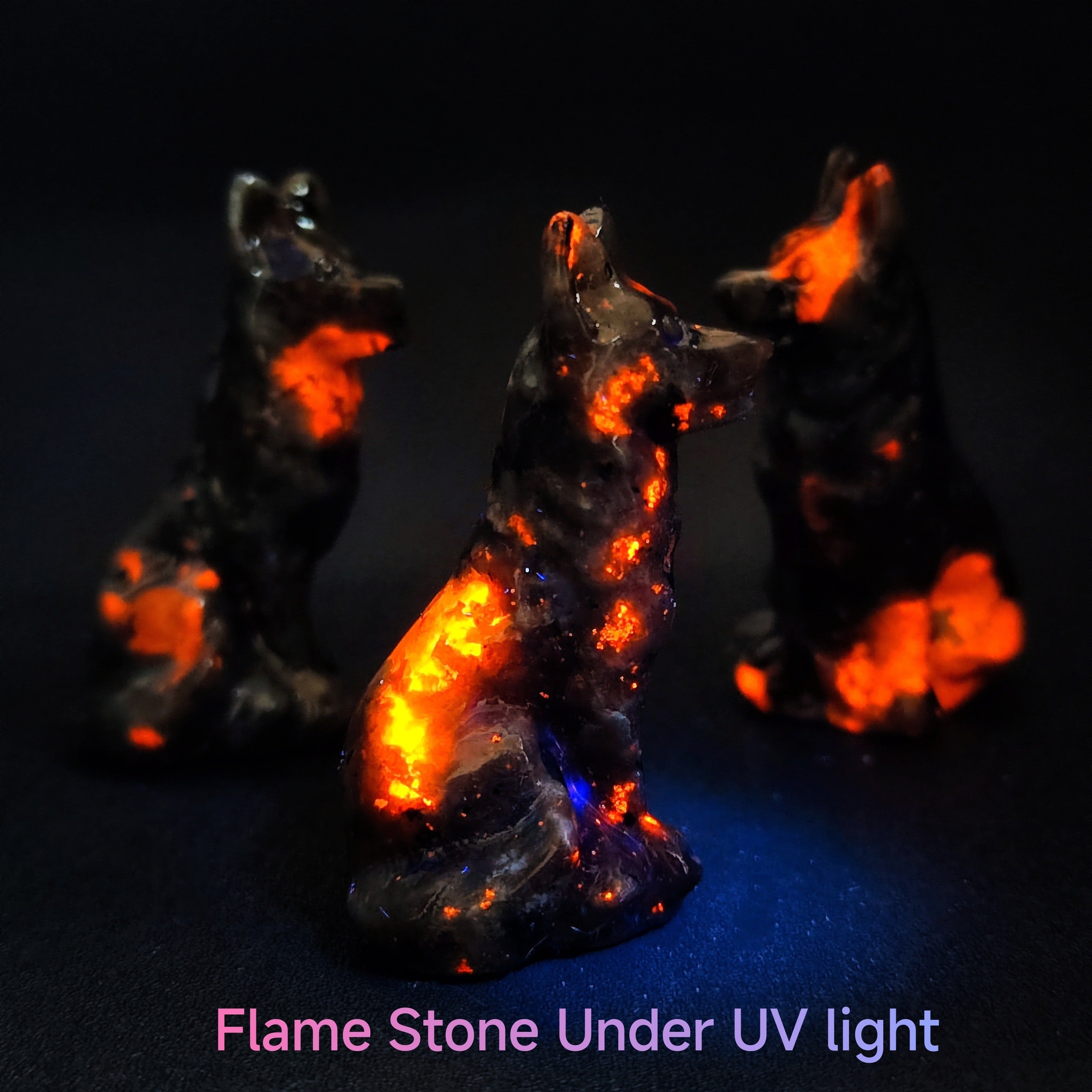 Kristall bilan oymali Bo'ri figuriya, uy bezaklari va sovg'alar uchun hayvon skulpturasi