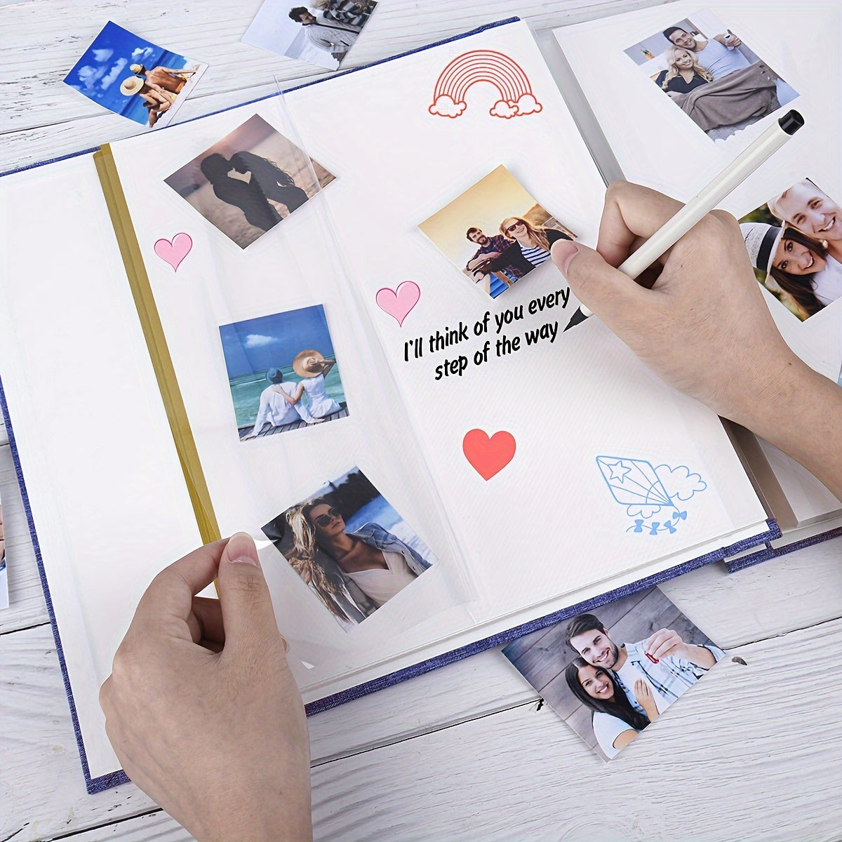 Большой льняной фотоальбом для фотографий 4x6, 5x7, 8x10 с 40 липкими страницами для скрапбукинга и подарков