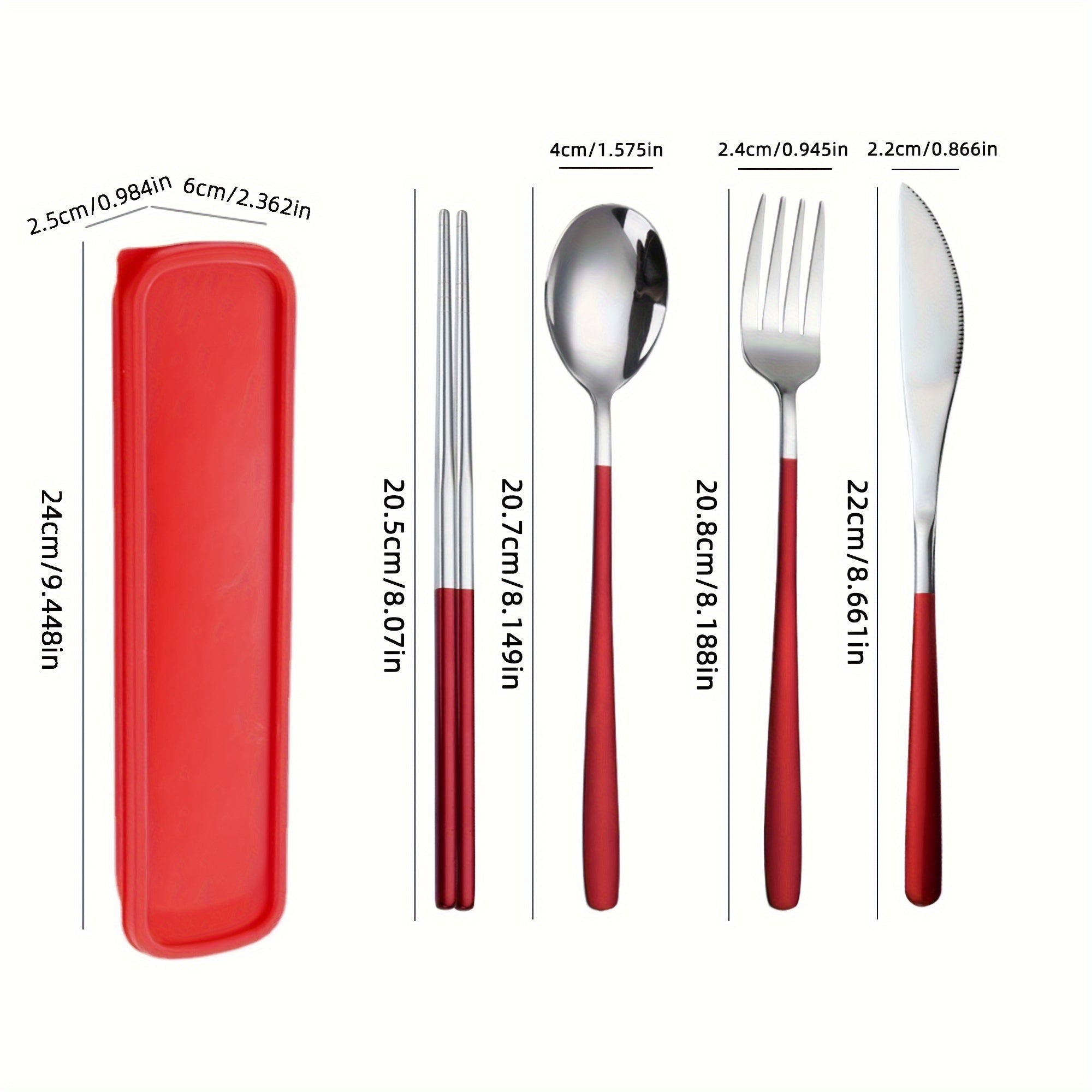 Stainless Steel Cutlery Set with Knife Fork Spoon and Chopsticks for Picnics Camping