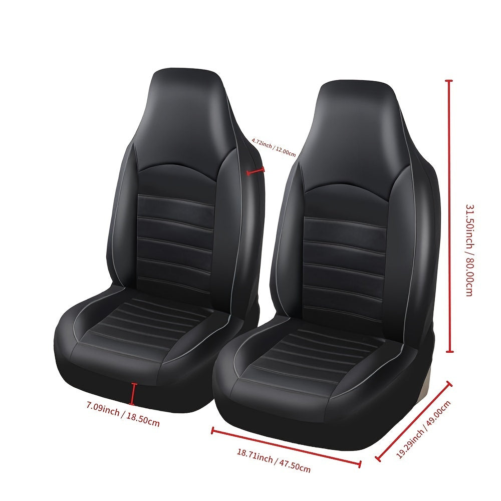 2pcs Universal Gray PU Leather Car Seat Covers for Front Buckets