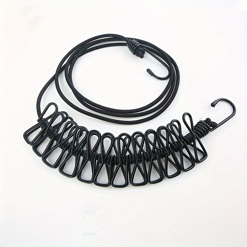 Portable Retractable Clothesline with 12 Clothespins Indoor Outdoor 185cm