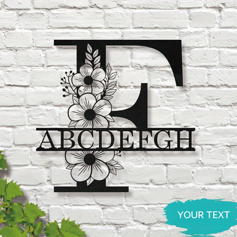 Personalized Floral Name Sign Wall Art for Home Decor and Weddings