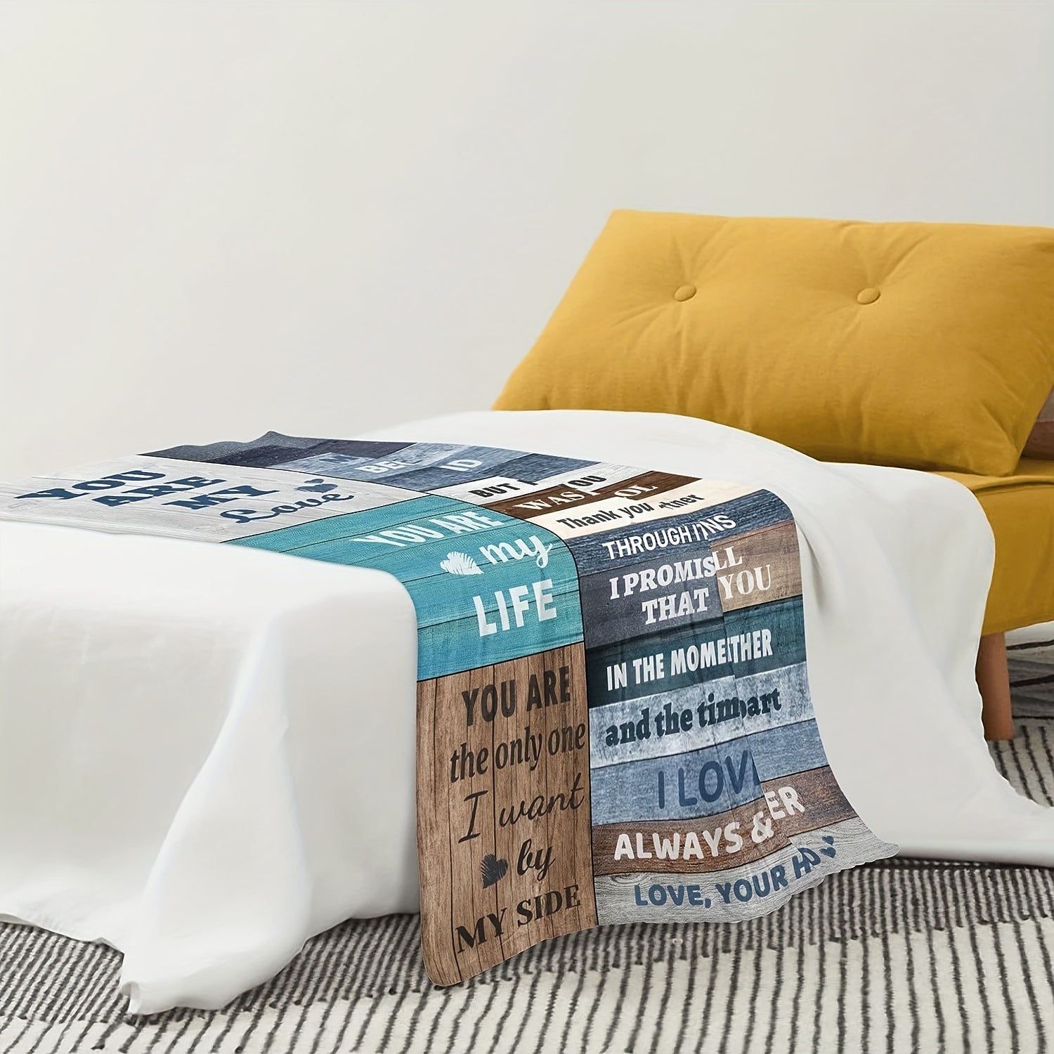 Personalized Love Letter Print Flannel Blanket for Wife Cozy Nap Throw Gift