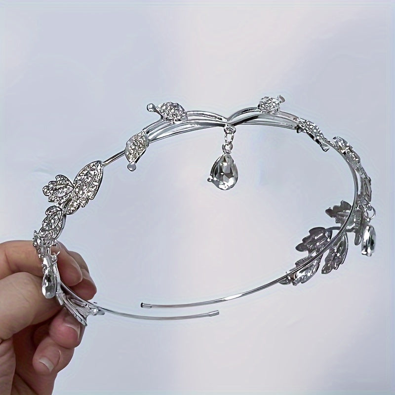 Water Diamond Crown Headpiece for Women Crystal Bridal Hair Accessory