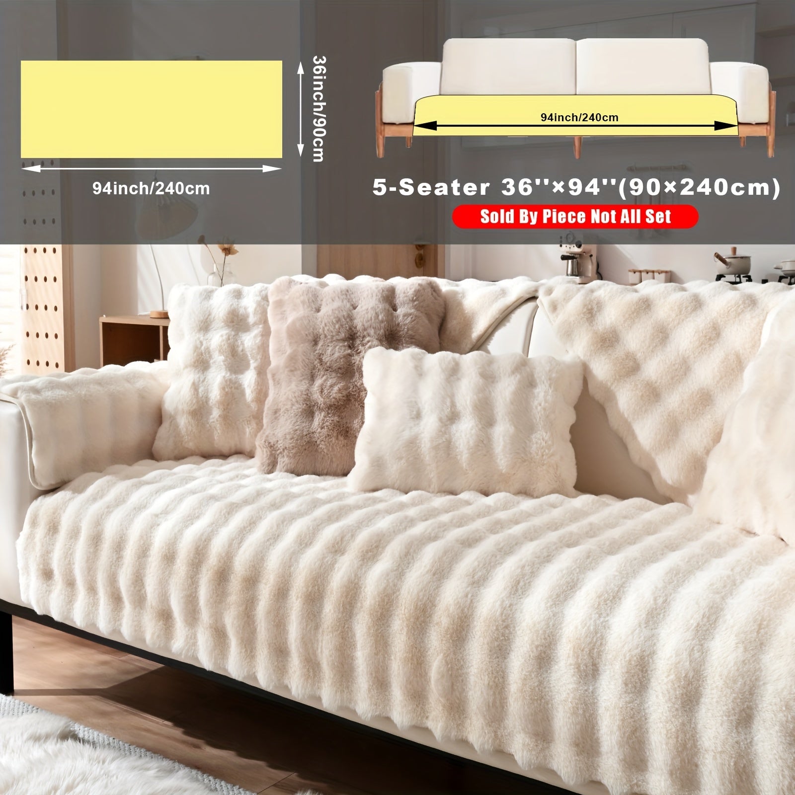 Накидка на диван из флиса для 2-4 местных диванов в 8 цветах, моющаяся в машине, дружелюбная к питомцам, современный дизайн