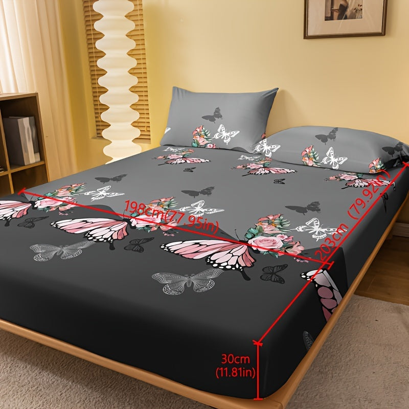 Floral Print Fitted Sheet Soft Comfortable Bedding Deep Pocket Mattress Protector