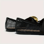 Women's Mesh Ballet Flats Hollow Metal Buckle Summer Comfortable Shoes