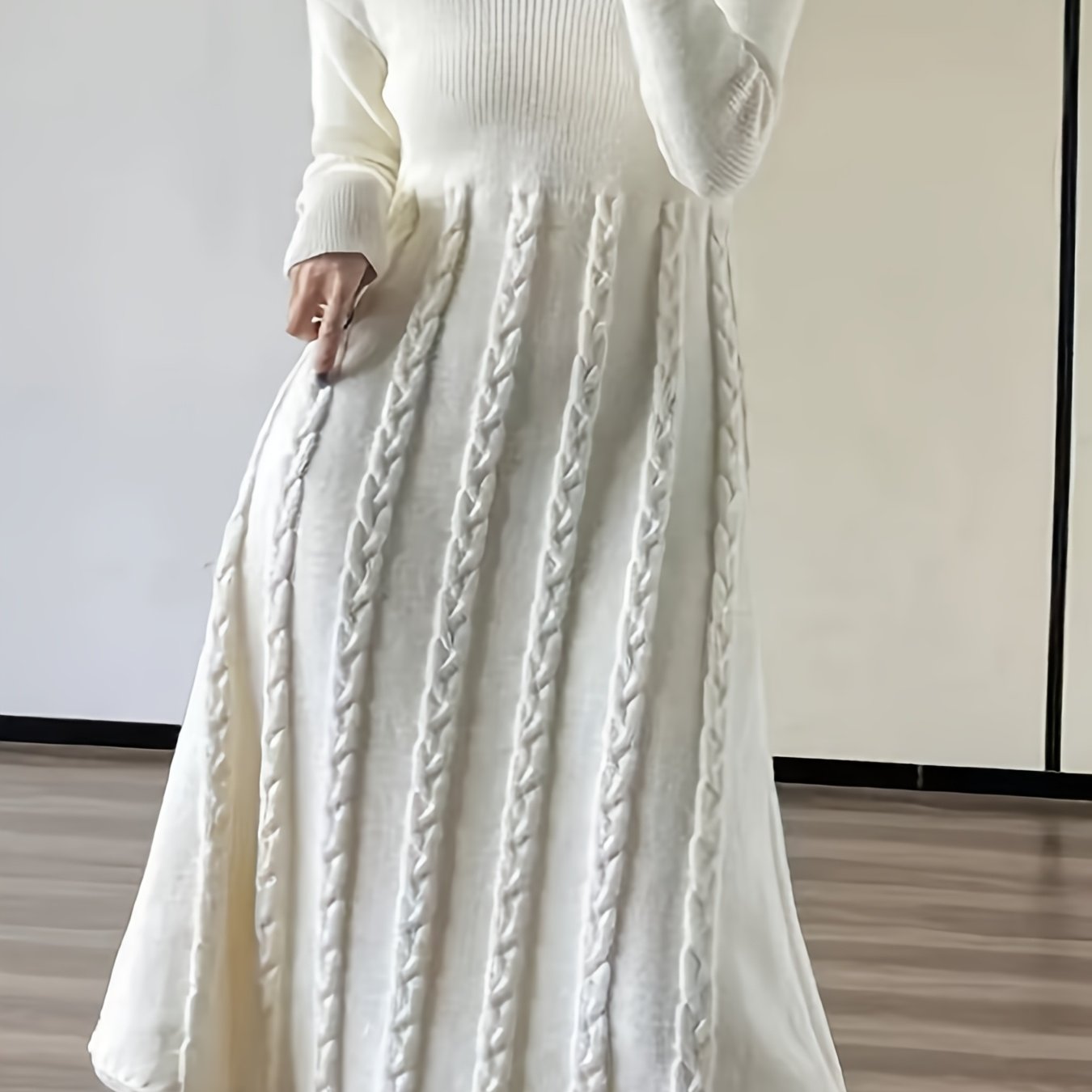 Plus Size Women's Long Sleeve Dress Stretchy Winter Tunic Fall Wardrobe