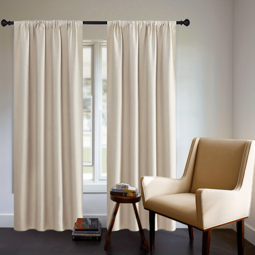 Blackout Curtain Panel Thick Rod Pocket Light Blocking Insulation Bedroom 200g